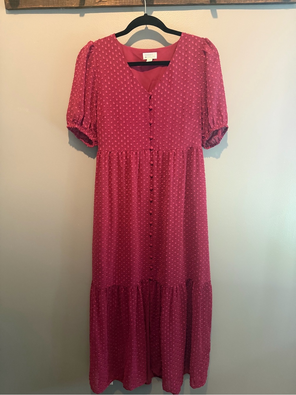 Market & Spruce Rose Pink Button-Front Maxi Dress